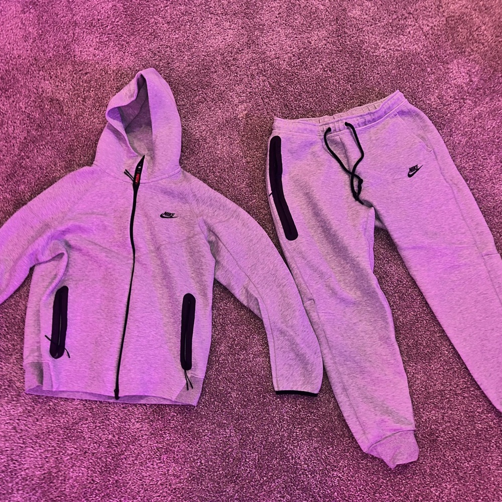 Gray Nike Tracksuit with Black Accents
